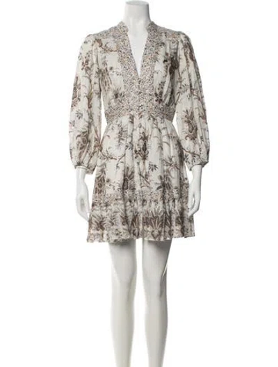 Pre-owned Zimmermann Linen Mini Dress In Neutral