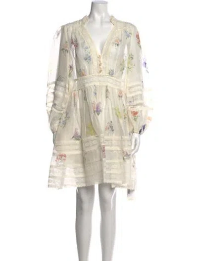 Pre-owned Zimmermann Linen Mini Dress In Neutrals