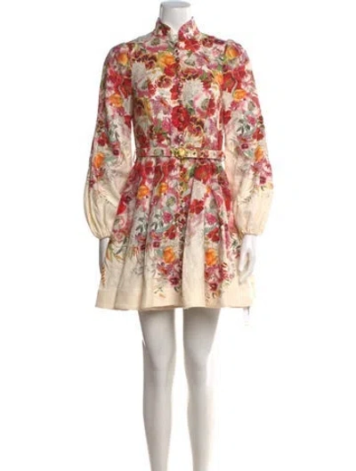 Pre-owned Zimmermann Linen Mini Dress In Neutrals