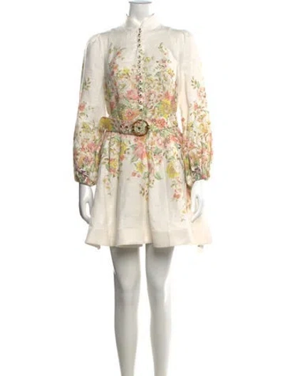 Pre-owned Zimmermann Linen Mini Dress In Neutrals
