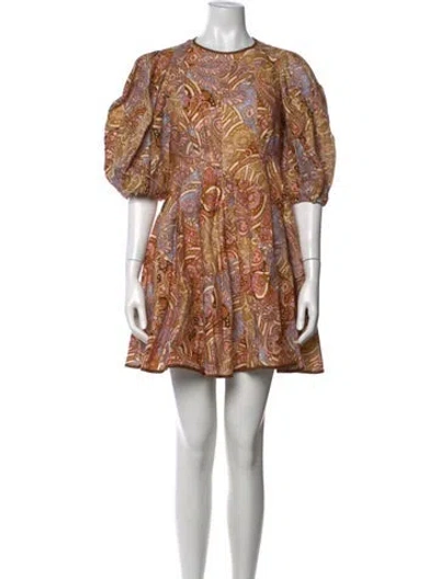Pre-owned Zimmermann Linen Mini Dress In Neutrals