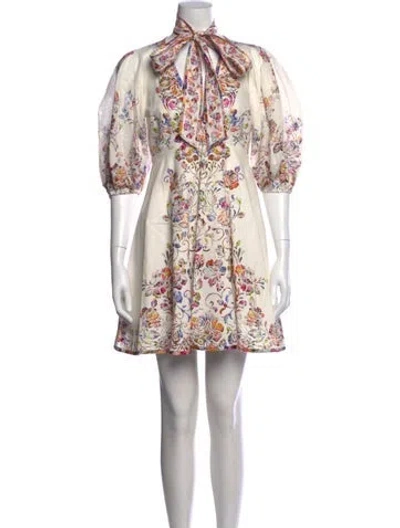 Pre-owned Zimmermann Linen Mini Dress In Neutrals