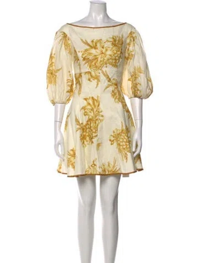 Pre-owned Zimmermann Linen Mini Dress In Neutrals