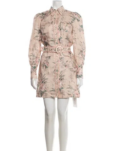 Pre-owned Zimmermann Linen Mini Dress In Neutrals