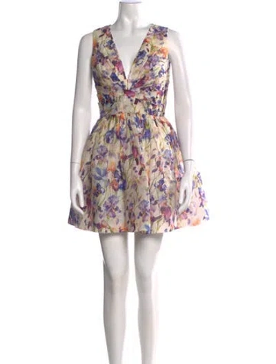 Pre-owned Zimmermann Linen Mini Dress In Neutrals