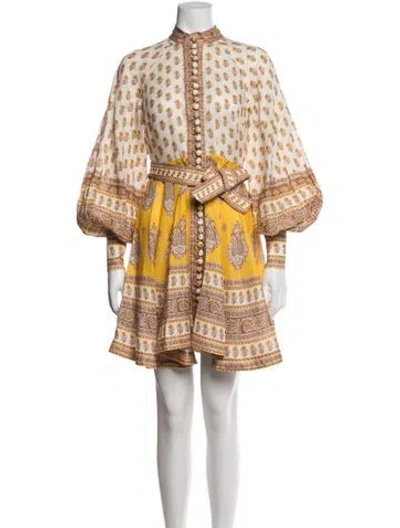 Pre-owned Zimmermann Linen Mini Dress In Neutrals