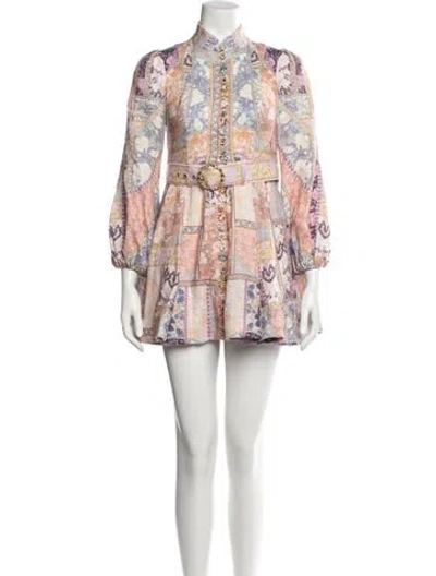 Pre-owned Zimmermann Linen Mini Dress In Neutrals