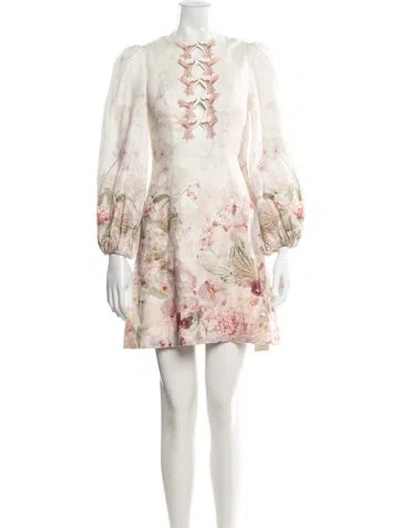 Pre-owned Zimmermann Linen Mini Dress In Neutrals