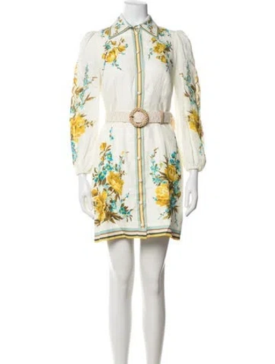 Pre-owned Zimmermann Linen Mini Dress In Neutrals