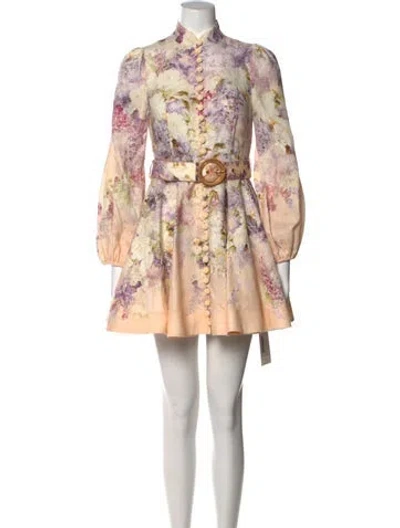 Pre-owned Zimmermann Linen Mini Dress In Neutrals