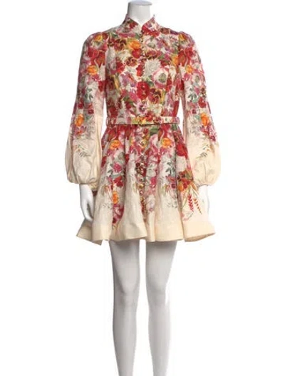 Pre-owned Zimmermann Linen Mini Dress In Neutrals