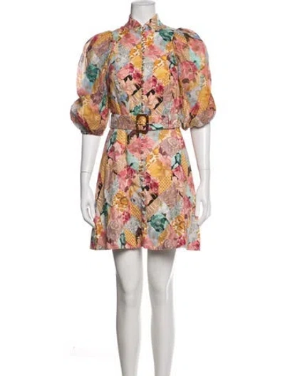 Pre-owned Zimmermann Linen Mini Dress In Neutrals