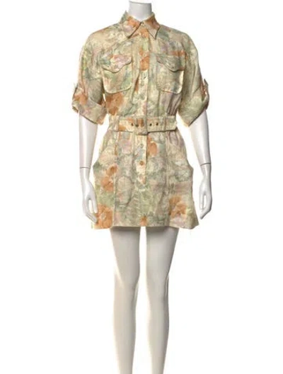 Pre-owned Zimmermann Linen Mini Dress In Neutrals
