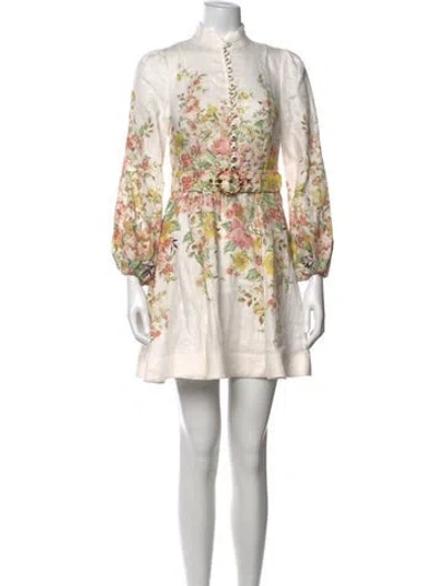 Pre-owned Zimmermann Linen Mini Dress In Neutrals