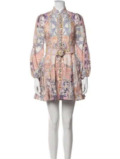Pre-owned Zimmermann Linen Mini Dress In Neutrals