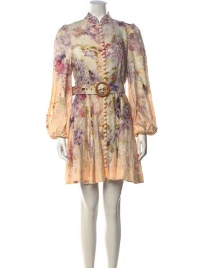 Pre-owned Zimmermann Linen Mini Dress In Neutrals