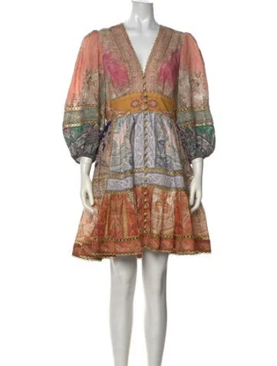 Pre-owned Zimmermann Linen Mini Dress In Neutrals