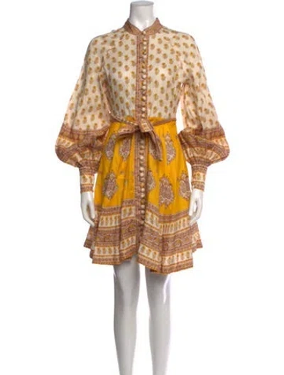 Pre-owned Zimmermann Linen Mini Dress In Neutrals