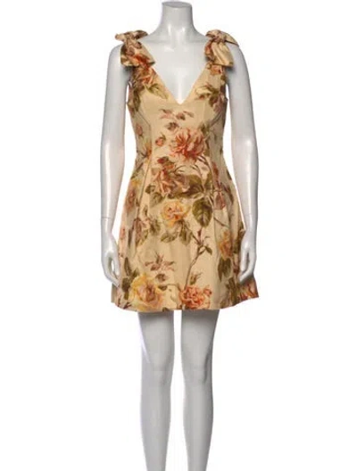 Pre-owned Zimmermann Linen Mini Dress In Neutrals