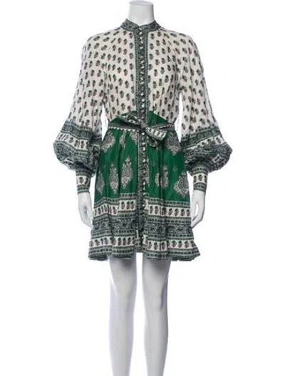 Pre-owned Zimmermann Linen Mini Dress In Neutrals