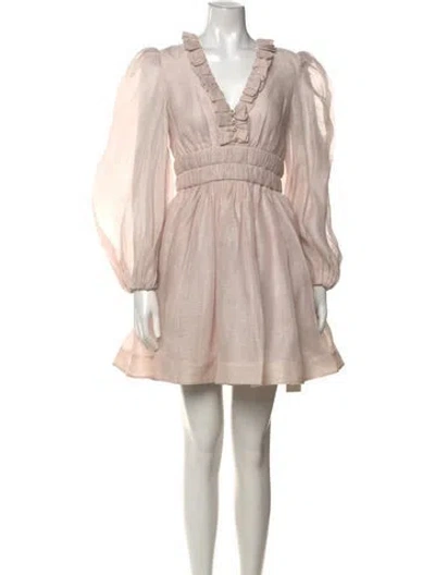 Pre-owned Zimmermann Linen Mini Dress In Neutrals