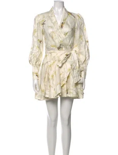 Pre-owned Zimmermann Linen Mini Dress In Neutrals