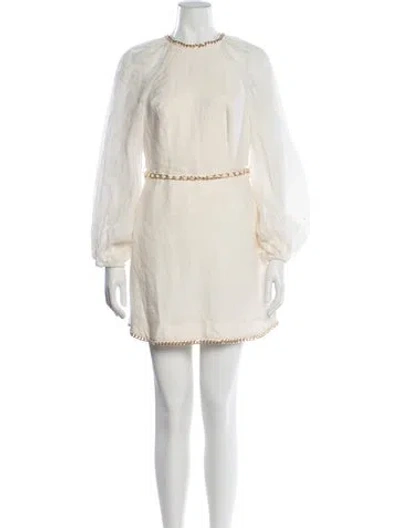 Pre-owned Zimmermann Linen Mini Dress In Neutrals
