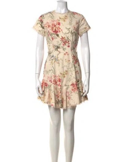 Pre-owned Zimmermann Linen Mini Dress In Neutrals