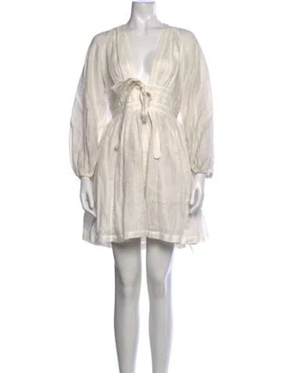 Pre-owned Zimmermann Linen Mini Dress In Neutrals