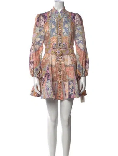 Pre-owned Zimmermann Linen Mini Dress In Neutrals
