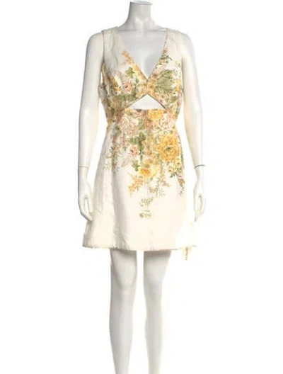 Pre-owned Zimmermann Linen Mini Dress In Neutrals