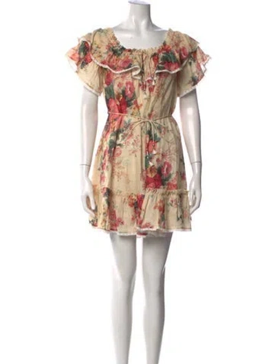 Pre-owned Zimmermann Linen Mini Dress In Neutrals