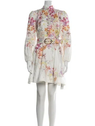 Pre-owned Zimmermann Linen Mini Dress In Neutrals