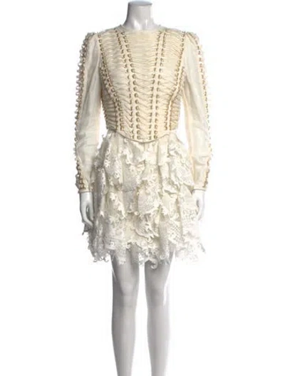 Pre-owned Zimmermann Linen Mini Dress In Neutrals
