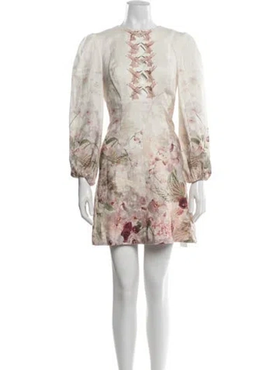 Pre-owned Zimmermann Linen Mini Dress In Neutrals