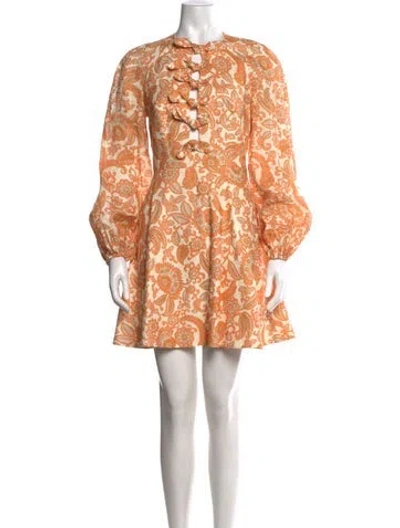 Pre-owned Zimmermann Linen Mini Dress In Neutrals