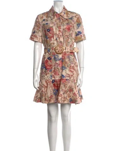 Pre-owned Zimmermann Linen Mini Dress In Neutrals