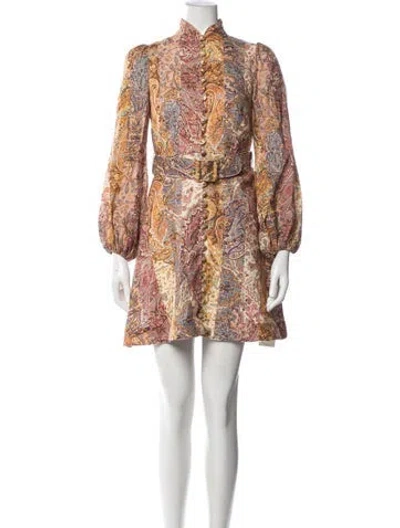 Pre-owned Zimmermann Linen Mini Dress In Neutrals