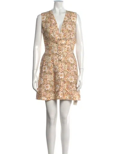 Pre-owned Zimmermann Linen Mini Dress In Neutrals