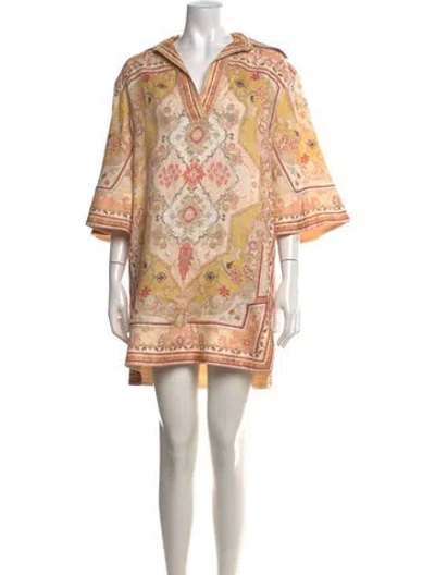 Pre-owned Zimmermann Linen Mini Dress In Neutrals