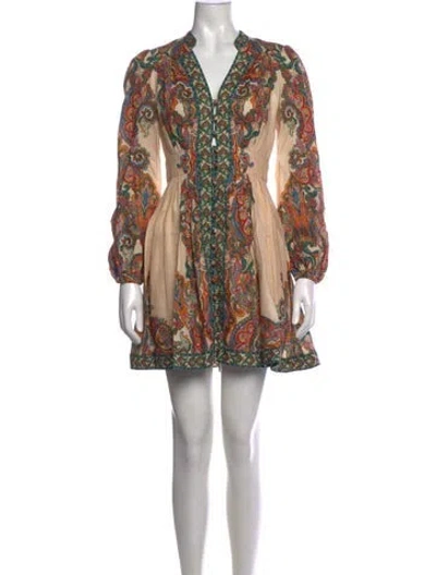 Pre-owned Zimmermann Linen Mini Dress In Neutrals