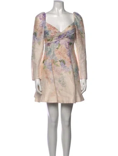 Pre-owned Zimmermann Linen Mini Dress In Neutrals