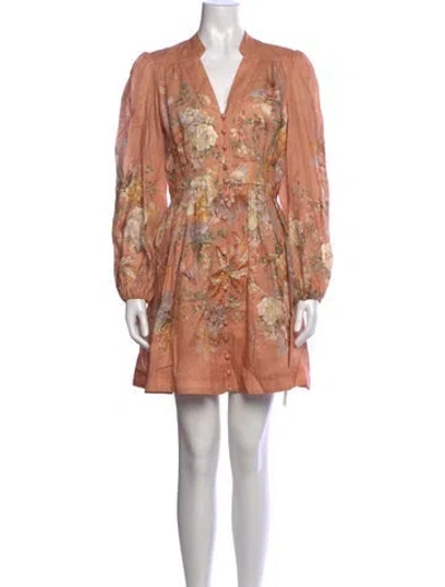 Pre-owned Zimmermann Linen Mini Dress In Neutrals