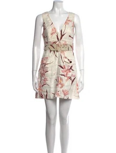 Pre-owned Zimmermann Linen Mini Dress In Neutrals