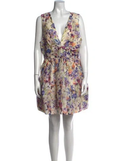 Pre-owned Zimmermann Linen Mini Dress In Neutrals