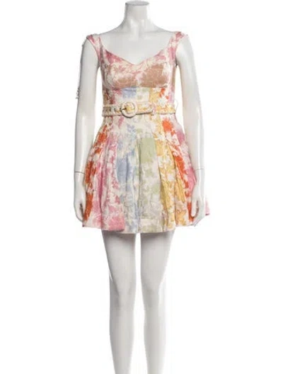 Pre-owned Zimmermann Linen Mini Dress In Neutrals