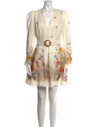 Pre-owned Zimmermann Linen Mini Dress In Neutrals