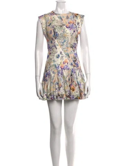 Pre-owned Zimmermann Linen Mini Dress In Neutrals
