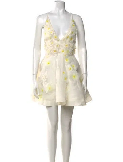 Pre-owned Zimmermann Linen Mini Dress In Neutrals