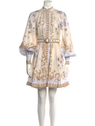 Pre-owned Zimmermann Linen Mini Dress In Neutrals